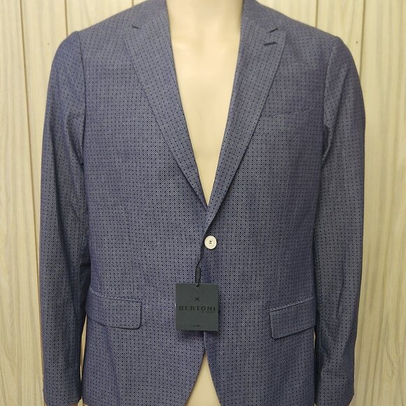 Bertoni Other - Bertoni sport coat 42 blue cotton pattern men's Denmark